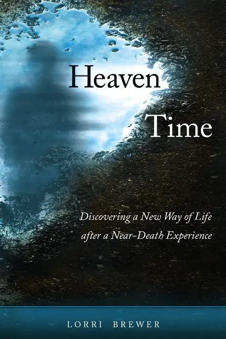 Original Heaven Time published book cover by Lorri Brewer, with a blue and dark textured design